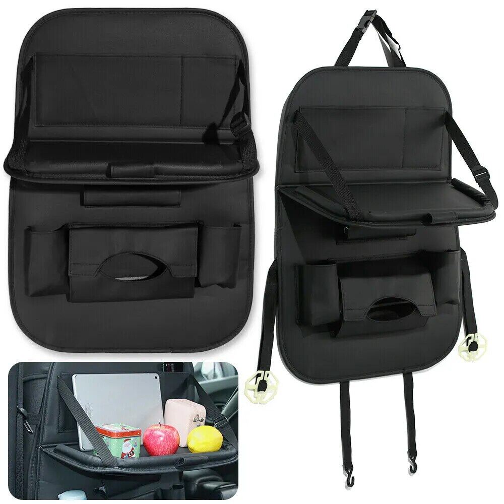 Car Back Seat Storage Bag With Foldable Table Tray Tablet Holder