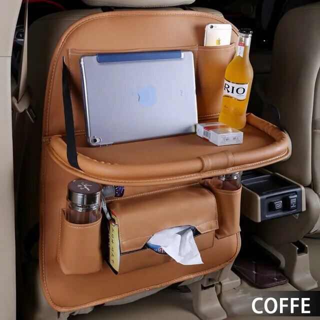 Car Back Seat Storage Bag With Foldable Table Tray Tablet Holder